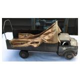 Vintage Military Transport Toy Truck – Metal Body with Canvas Cover