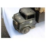 Vintage Military Transport Toy Truck – Metal Body with Canvas Cover
