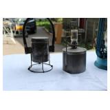 Lot of 3 Lanterns 2 Kerosene Lanterns lamps and an early Battery powered Lantern