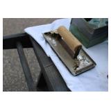 Tool box, Sears compound mitre 8 1/4 saw 1 1/2 horse, chalk line & Sander