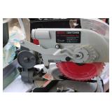 Tool box, Sears compound mitre 8 1/4 saw 1 1/2 horse, chalk line & Sander