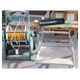 Black & Decker workbench with tool Tray and Long Electrical extension cord on hose reel