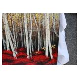 47" W x 32" H Stretched Canvas Painting – Birch Trees in Fall