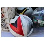 Collection of 5 Soccer Balls and Pair of Goalie Gloves