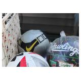 Collection of 5 Soccer Balls and Pair of Goalie Gloves