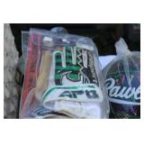 Collection of 5 Soccer Balls and Pair of Goalie Gloves