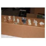 Stone Carved Animal Figurine Collection – 9 Pieces Including Frog, Owl, Unicorn & More
