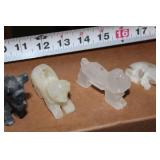 Stone Carved Animal Figurine Collection – 9 Pieces Including Frog, Owl, Unicorn & More