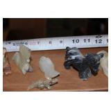 Stone Carved Animal Figurine Collection – 9 Pieces Including Frog, Owl, Unicorn & More