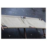 World War II-Era Canvas & Wood Military Cot – Vintage Field Gear