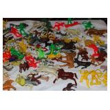 Large Collection of Vintage Plastic Cowboy & Indian Figures – Includes Horses, Teepee, Wagon, Fences & More