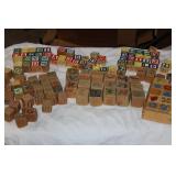 Collection of Wooden Alphabet Blocks – Mixed Vintage & Modern, 1.5" and 1.75" Sizes