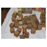 Collection of Wooden Alphabet Blocks – Mixed Vintage & Modern, 1.5" and 1.75" Sizes