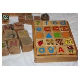 Collection of Wooden Alphabet Blocks – Mixed Vintage & Modern, 1.5" and 1.75" Sizes