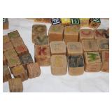 Collection of Wooden Alphabet Blocks – Mixed Vintage & Modern, 1.5" and 1.75" Sizes