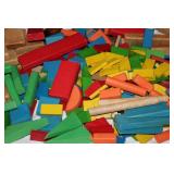 Large Collection of Wooden Building Blocks – Assorted Shapes Including Rectangles, Triangles, Pillars & More