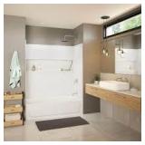 Bootz Industries NexTile 60 in. W x 30 in. D x 60 in. H Four-Piece Direct-to-Stud Composite Alcove Tub Surround in White   Customer Returns See Pictures