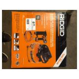 RIDGID 6 Gal. 150 PSI Portable Electric Oil-Free Jobsite Pancake Air Compressor with 25 ft. Air Hose and 18GA Brad Nailer Customer Returns See Pictures