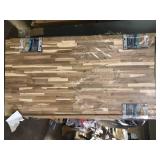 Hampton Bay 6 ft. L x 39 in. D Unfinished Acacia Butcher Block Countertop Island with Standard Edge   Customer Returns See Pictures