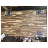 Hampton Bay 6 ft. L x 39 in. D Unfinished Acacia Butcher Block Countertop Island with Standard Edge   Customer Returns See Pictures