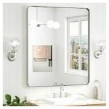 KeonJinn 36 in. W x 36 in. H Modern Rectangular Brushed Nickel Bathroom Mirrors Aluminum Framed Wall Bathroom Vanity Mirror  Customer Returns See Pictures
