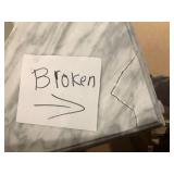 Home Decorators Collection Windlowe 61 in. Double Sink White Bath Vanity with White Carrara White Marble Top (Assembled)  Broken on Corner   Customer Returns See Pictures