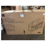 Home Decorators Collection Windlowe 61 in. Double Sink White Bath Vanity with White Carrara White Marble Top (Assembled)  Broken on Corner   Customer Returns See Pictures