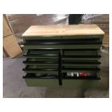 Husky 46 in. W x 18.1 in. D 9-Drawer Army Green Mobile Workbench Cabinet with Solid Wood Top  Damaged Customer Returns See Pictures