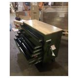Husky 46 in. W x 18.1 in. D 9-Drawer Army Green Mobile Workbench Cabinet with Solid Wood Top  Damaged Customer Returns See Pictures