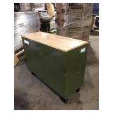 Husky 46 in. W x 18.1 in. D 9-Drawer Army Green Mobile Workbench Cabinet with Solid Wood Top  Damaged Customer Returns See Pictures