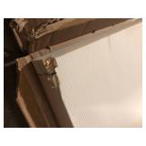 Lot of CALHOME 24 in. x 84 in. 6Panel Primed White MDF Hollow Core Composite Bi-Fold Barn Door with Sliding Hardware Kit One Unit has Damage  Customer Returns See Pictures