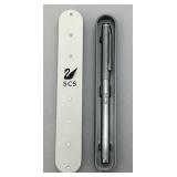 Swarovski Crystal Round Ball  Paperweight With SCS And Swan 1 1/2"  And Swarvoski Collectors Pen (Both NIP)