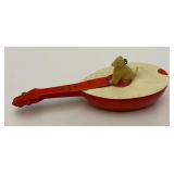 One Of A Kind RARE Vintage 1945 Wartime Send Back Dog And Guitar Ornament With Pencil Writing 1945 L.A. California On It