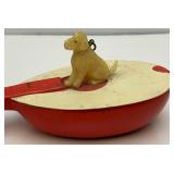 One Of A Kind RARE Vintage 1945 Wartime Send Back Dog And Guitar Ornament With Pencil Writing 1945 L.A. California On It