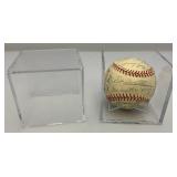 1953 Detroit Lions Signed Baseball Including Names Like, Johnny Peske, Jim Delsing, Bill Hitchcock, Ted Gray, Bob Swift, Bill Wright, Don Lund And Many More In Protective Case