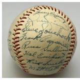 1953 Detroit Lions Signed Baseball Including Names Like, Johnny Peske, Jim Delsing, Bill Hitchcock, Ted Gray, Bob Swift, Bill Wright, Don Lund And Many More In Protective Case
