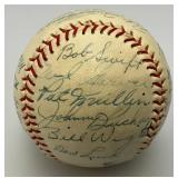 1953 Detroit Lions Signed Baseball Including Names Like, Johnny Peske, Jim Delsing, Bill Hitchcock, Ted Gray, Bob Swift, Bill Wright, Don Lund And Many More In Protective Case