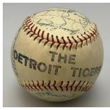 1953 Detroit Lions Signed Baseball Including Names Like, Johnny Peske, Jim Delsing, Bill Hitchcock, Ted Gray, Bob Swift, Bill Wright, Don Lund And Many More In Protective Case