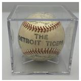 1953 Detroit Lions Signed Baseball Including Names Like, Johnny Peske, Jim Delsing, Bill Hitchcock, Ted Gray, Bob Swift, Bill Wright, Don Lund And Many More In Protective Case