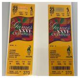 Set Of Tickets From 1996 Games Of The XXVI Olympiad Baseball Game In Protective Sleeve And 1996 Atlanta Hardcover Book