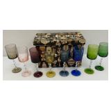 MCM Twisted Stem Multi Colored Glasses In Original Box