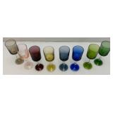 MCM Twisted Stem Multi Colored Glasses In Original Box