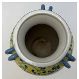 Vintage Chinese Yellow Glaze Blue/White Porcelain Flower Vase 12"