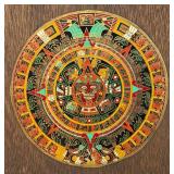 Misc. Vintage Wooden Items Including Aztec Themed Calendar & Wooden Trinket Box