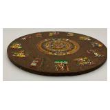 Misc. Vintage Wooden Items Including Aztec Themed Calendar & Wooden Trinket Box