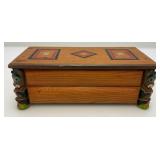Misc. Vintage Wooden Items Including Aztec Themed Calendar & Wooden Trinket Box