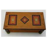 Misc. Vintage Wooden Items Including Aztec Themed Calendar & Wooden Trinket Box
