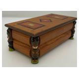 Misc. Vintage Wooden Items Including Aztec Themed Calendar & Wooden Trinket Box