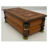 Misc. Vintage Wooden Items Including Aztec Themed Calendar & Wooden Trinket Box