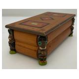 Misc. Vintage Wooden Items Including Aztec Themed Calendar & Wooden Trinket Box